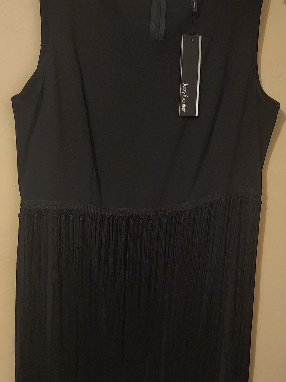 Daisy Fuentes Black Sleeveless Fringe Dress
